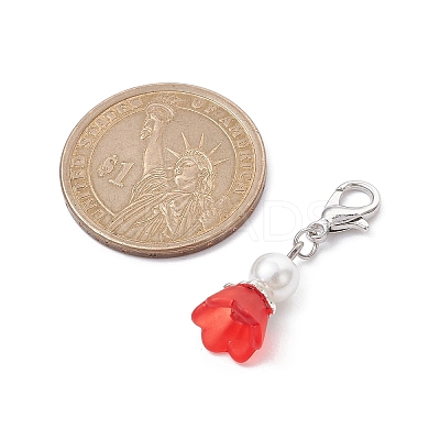 Acrylic Flower & Glass Pearl Pendant Decoration HJEW-JM01413-1