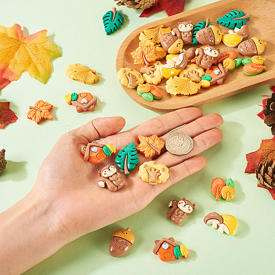 36Pcs 9 Styles Autumn Theme Opaque Resin Cabochons CRES-TA0001-38-1