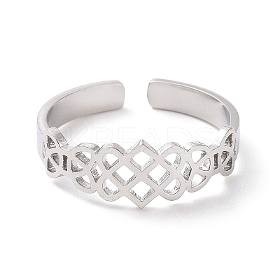 Non-Tarnish 304 Stainless Steel Sailor's Knot Open Cuff Ring LS-RJEW-P037-04P-1