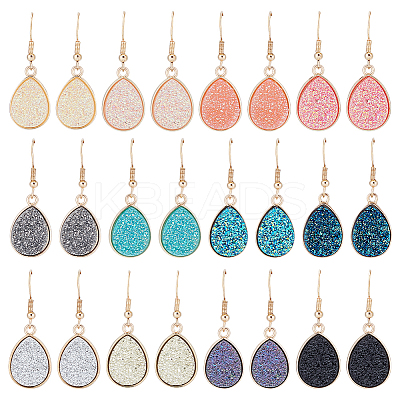 12 Pairs 12 Color Bling Resin Teardrop Dangle Earrings EJEW-AN0001-66-1