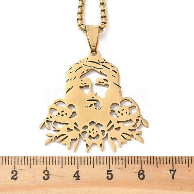 201 Stainless Steel Religion Jesus Pendant Necklaces NJEW-H065-01G-1