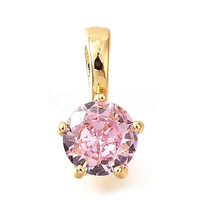 Brass Micro Pave Cubic Zirconia Charms KK-D356-05D-G-1