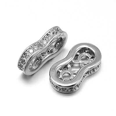 Brass Micro Pave Cubic Zirconia Spacer Bars ZIRC-M068-02P-NR-1