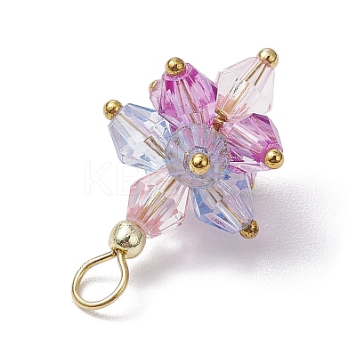 5Pcs Flower Acrylic Pendants PALLOY-JF03056-1