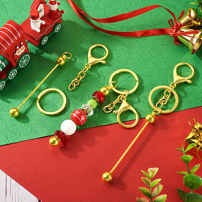 5Pcs Alloy and Brass Bar Beadable Keychain for Jewelry Making DIY Crafts DIY-SW0001-16B-1