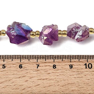 Electroplated Raw Rough Natural Amethyst Beads Strands G-Z131-J02-08-1