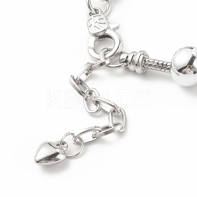 Alloy Heart Charm European Bracelet with Snake Chains BJEW-JB08046-02-1