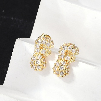 Brass Micro Pave Cubic Zirconia Stud Earrings EJEW-Z091-04G-F-1