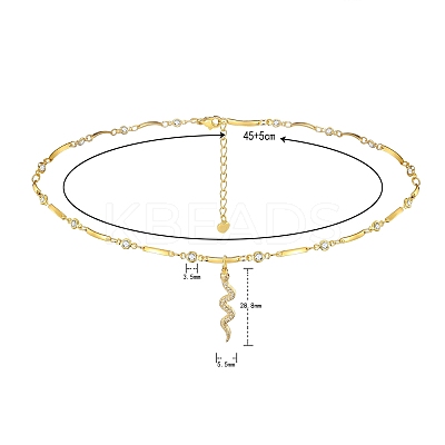 Snake Brass Micro Pave Cubic Zirconia Pendant Necklaces NJEW-PH01396-1