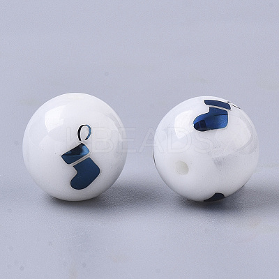 Christmas Opaque Glass Beads LS-EGLA-R113-04F-1