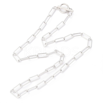 Non-Tarnish 304 Stainless Steel Paperclip Chain Necklaces NJEW-H305-10P-1