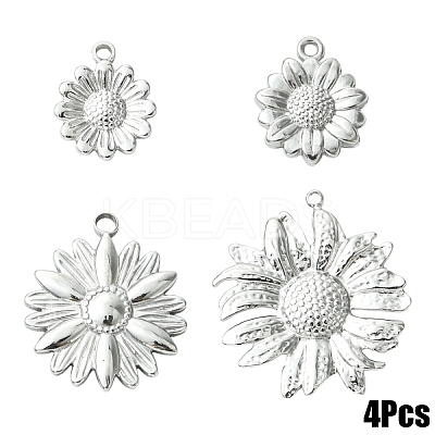 4Pcs 4 Styles 304 Stainless Steel Pendants STAS-YW0003-42P-1