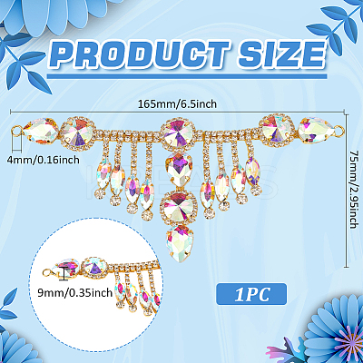 1Pc Flower Brass Rhinestone Ornament Accessories OHAR-FG0001-04C-1