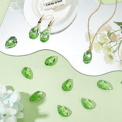 40Pcs Faceted Teardrop Glass Pendants GLAA-SP0001-11C-1