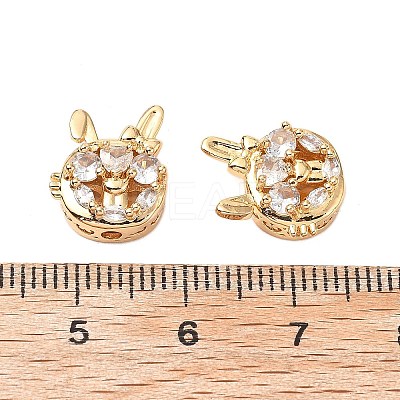 Brass Micro Pave Cubic Zirconia Beads KK-A259-07G-1