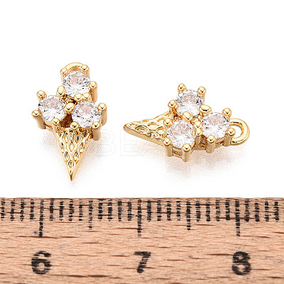 Brass Pave Clear Cubic Zirconia Pendants KK-T077-56G-1