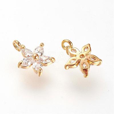 Brass Cubic Zirconia Charms KK-Q669-28G-1