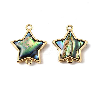 Natural Paua Shell Star Connector Charms KK-G538-42G-1