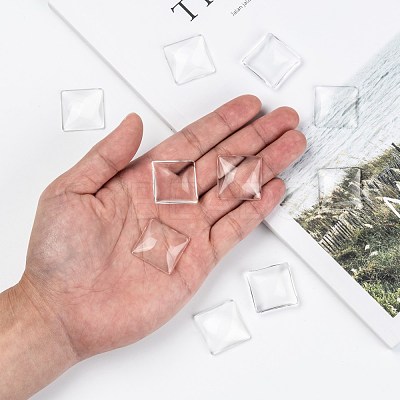 Transparent Glass Square Cabochons GGLA-A001-25mm-1