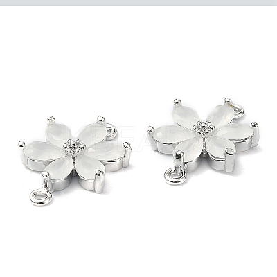 Brass Pave Cubic Zirconia Connector Charms KK-B072-01P-01-1