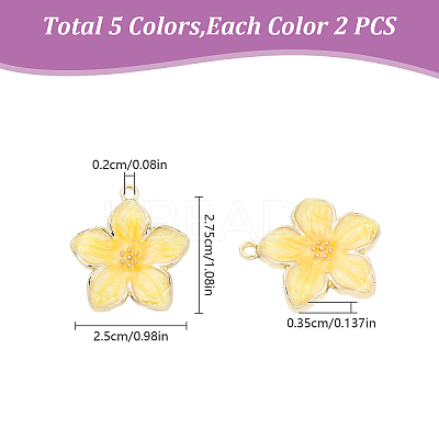 10Pcs 5 Colors Rack Plating Alloy Enamel Pendants ENAM-YW0004-73-1