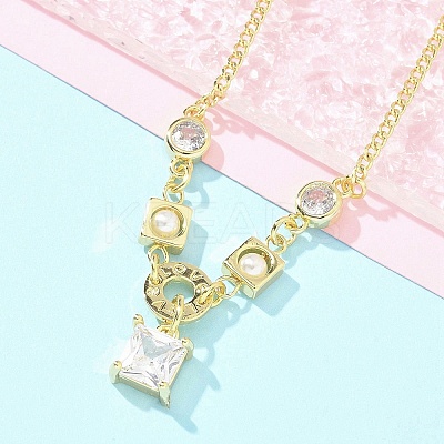 Brass Micro Pave Clear Cubic Zirconia Charm Bracelets for Women BJEW-C083-01B-G-1
