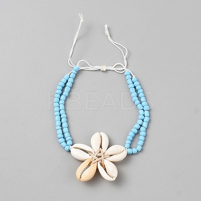 Shell Charm Bracelets BJEW-WH0041-33A-1