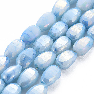 Opaque Baking Paint Crackle Glass Beads Strands EGLA-S174-21D-1