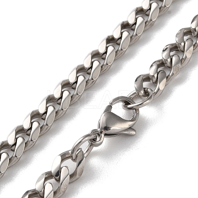 304 Stainless Steel Cuban Link Chain Necklaces for Men NJEW-B117-01F-P-1