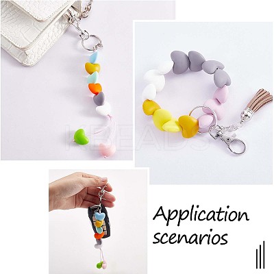 100Pcs Heart Silicone Beads for Keychain Making Cute Silicone Beads Bulk Silicone Bead Kit for Jewelry DIY Craft Making JX310A-1