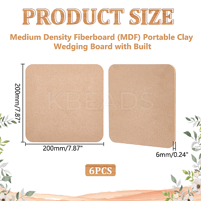 Medium Density Fiberboard (MDF) Portable Clay Wedging Board with Built AJEW-WH0348-382-1