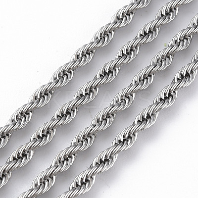 Non-Tarnish 304 Stainless Steel Rope Chain Necklaces for Men Women NJEW-T012-03-66-S-01-1