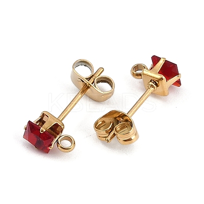 Ion Plating(IP) 304 Stainless Steel Cubic Zirconia Stud Earring Findings STAS-P373-06A-1