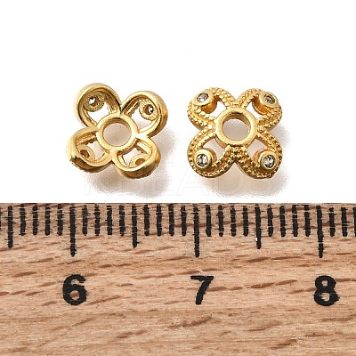 Brass Micro Pave Clear Cubic Zirconia Bead Caps KK-G600-20G-1