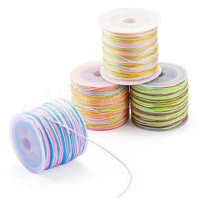 4 Rolls 4 Colors Segment Dyed Nylon Chinese Knotting Cord NWIR-TA0001-14-1