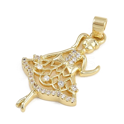 Brass Micro Pave Cubic Zirconia Pendants KK-Z123-18G-1