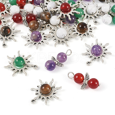 40Pcs 10 Styles Natural Gemstone Pendants G-TA0001-88-1