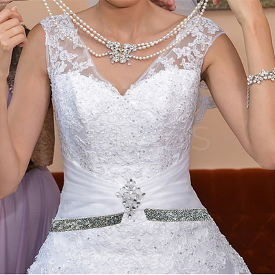 Rhinestone & Glass Seed Bead & Iron Curb Chain Ribbon DIY-WH0349-222-1