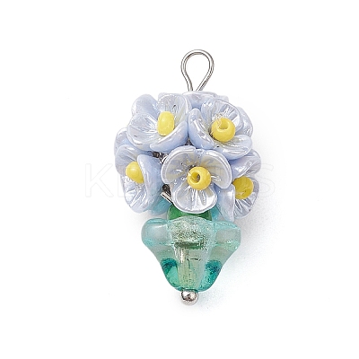 Glass Seed Beaded Flowerpot Pendants PALLOY-MZ00520-03-1