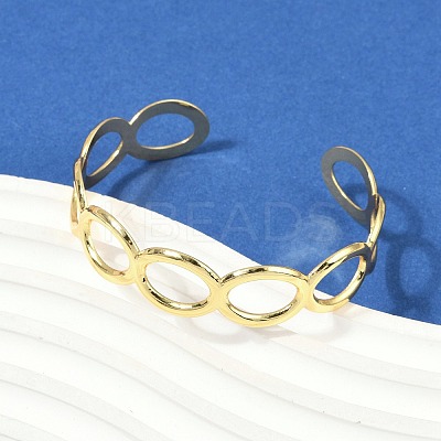 Hollow Out 304 Stainless Steel Cuff Bangles for Women BJEW-Z097-05G-1