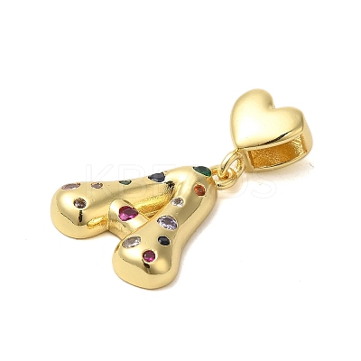Rack Plating Brass Micro Pave Clear Cubic Zirconia Perdants KK-C067-12G-A-1