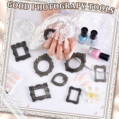 32Pcs 8 Styles Gothic Dark Style Resin Photo Frame AJEW-GA0007-97-1