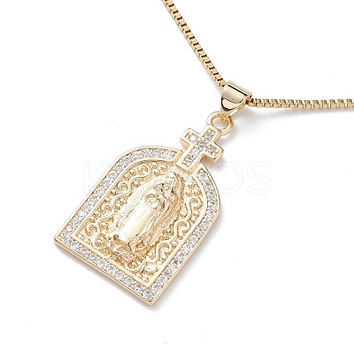 Clear Cubic Zirconia Religion Pendant Necklace NJEW-F307-01D-1