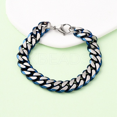 304 Stainless Steel Cuban Link Chain Bracelets for Men Women BJEW-C124-04B-01-1