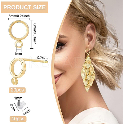 20Pcs Brass Stud Earring Findings KK-BC0008-36-1