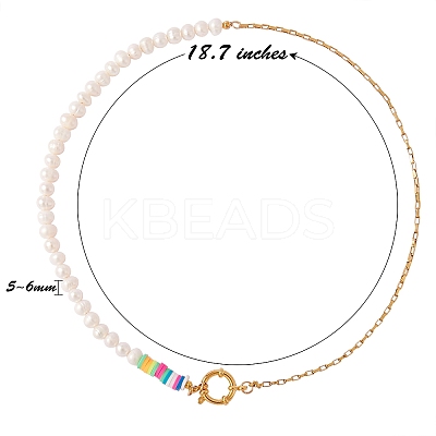 Vintage Natural Pearl Beaded Necklace for Girl Women NJEW-SW00002-03-1