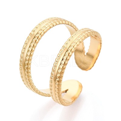 Adjustable Ion Plating(IP) 304 Stainless Steel Cuff Rings for Women RJEW-N052-25G-1