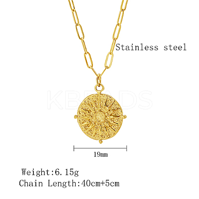 304 Stainless Steel Sun Pendant Necklaces LS-YN2147-1-1