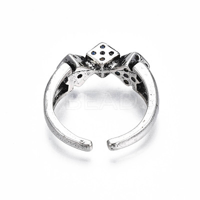 Alloy Triple Dice Open Cuff Ring for Men Women RJEW-T009-35AS-1