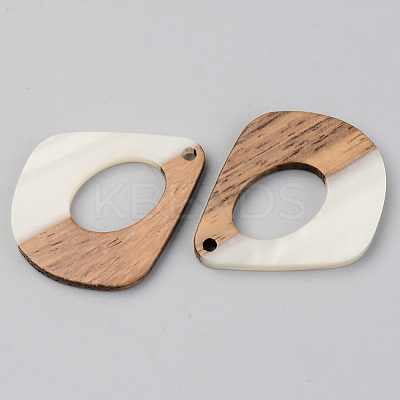 Opaque Resin & Walnut Wood Pendants RESI-S389-016A-C04-1